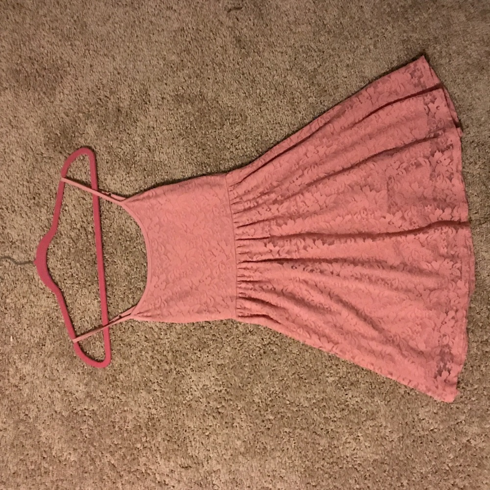 GARAGE pink lace skater dress